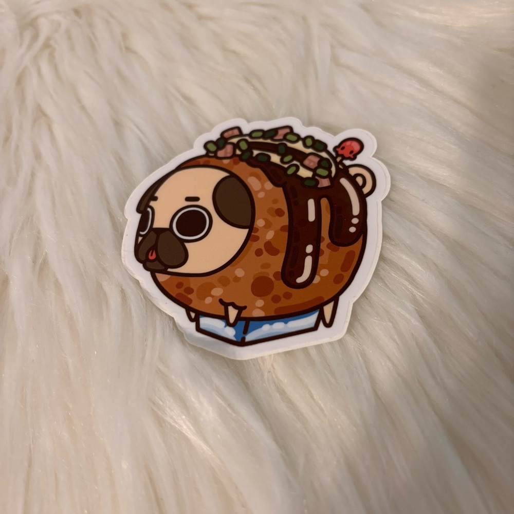 Cute Cartoon Dog Pug Takoyaki Sticker